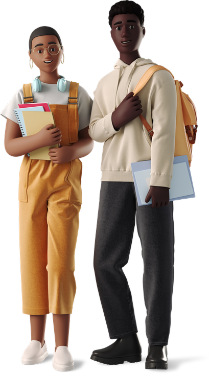 young man and woman students